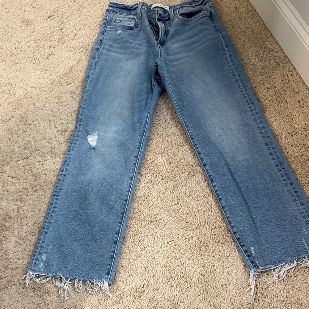 Flying Monkey Light Blue Frayed Hem Jeans